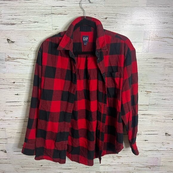 Gap medium red buffalo plaid button up long sleeve shirt medium - Picture 1 of 8